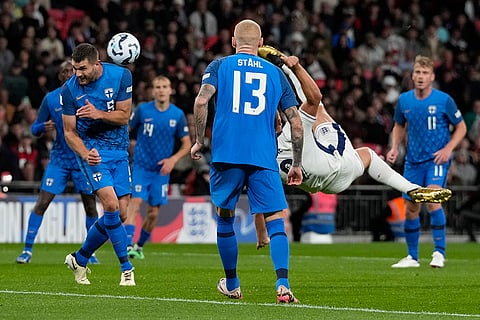 UEFA Nations League, England vs Finland: England's Harry Kane does a bicycle kick